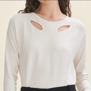 Maje Madisson Ecru Cut Out Ribbed Sweater